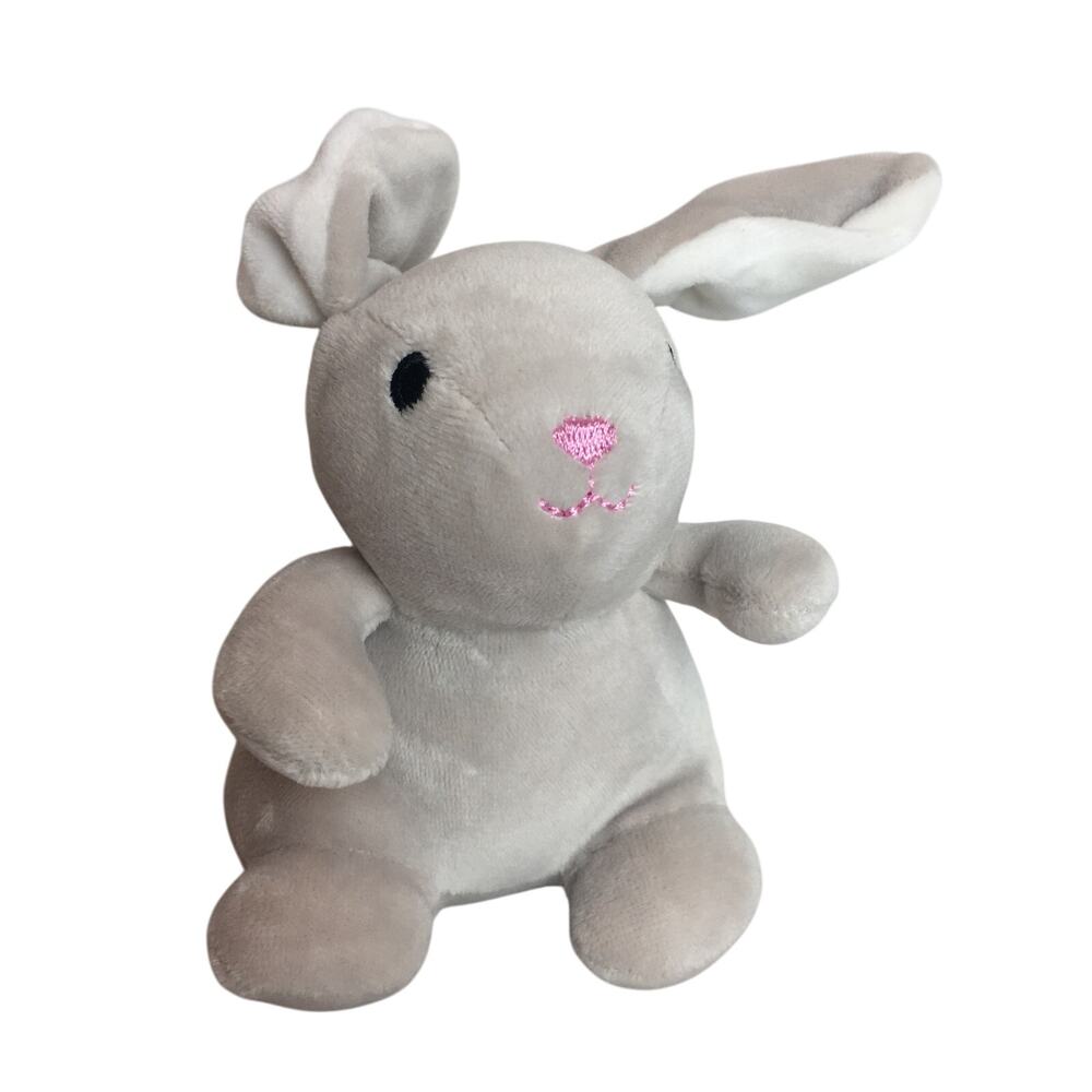 Bee Happy Bunny Rabbit Grey 4.5 Baby Girl Boy  Plush